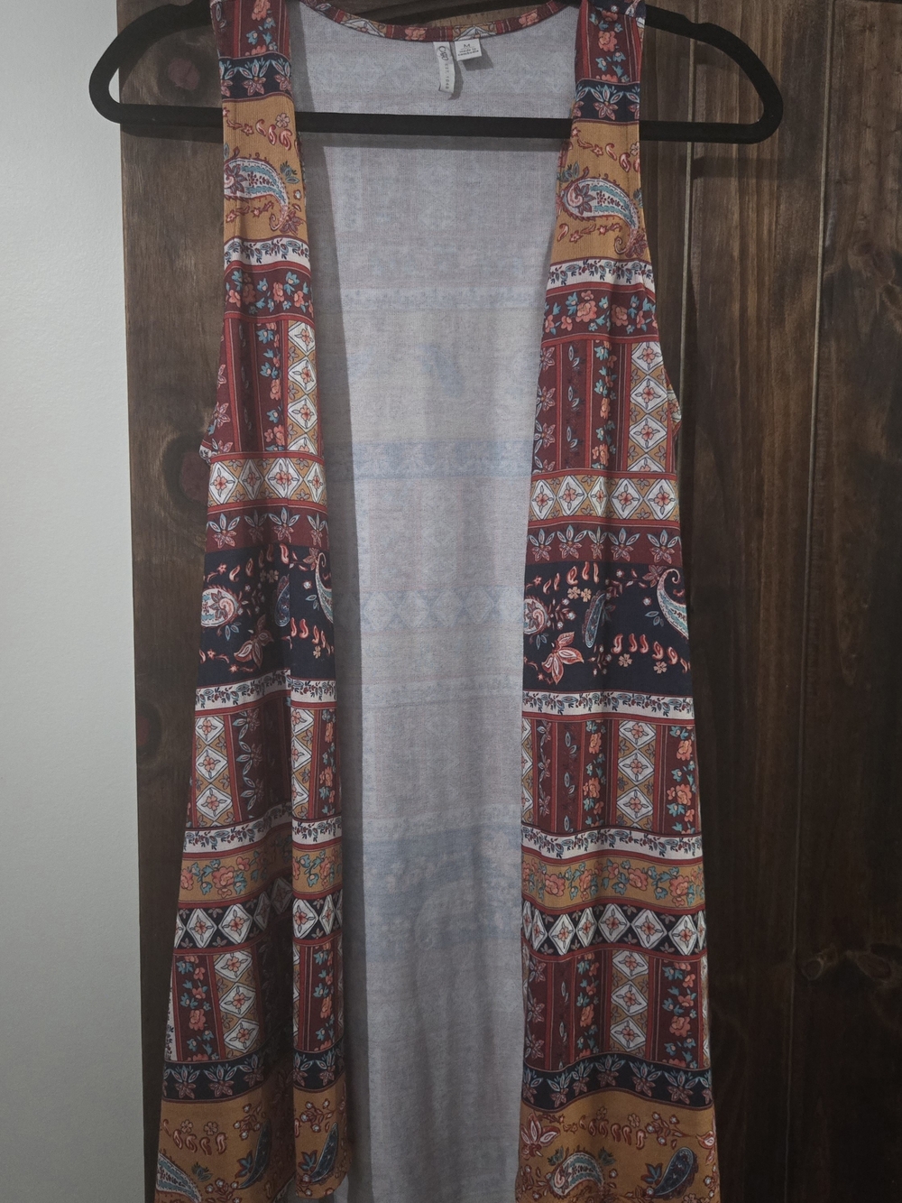 Cato Multicolor Patchwork Print Open Front Vest